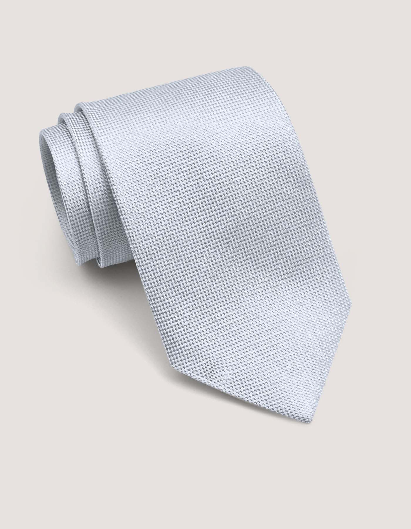 White Self Print Silk Tie