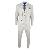 TP-21 - Men's Beige 3 Piece Linen Summer Wedding Suit