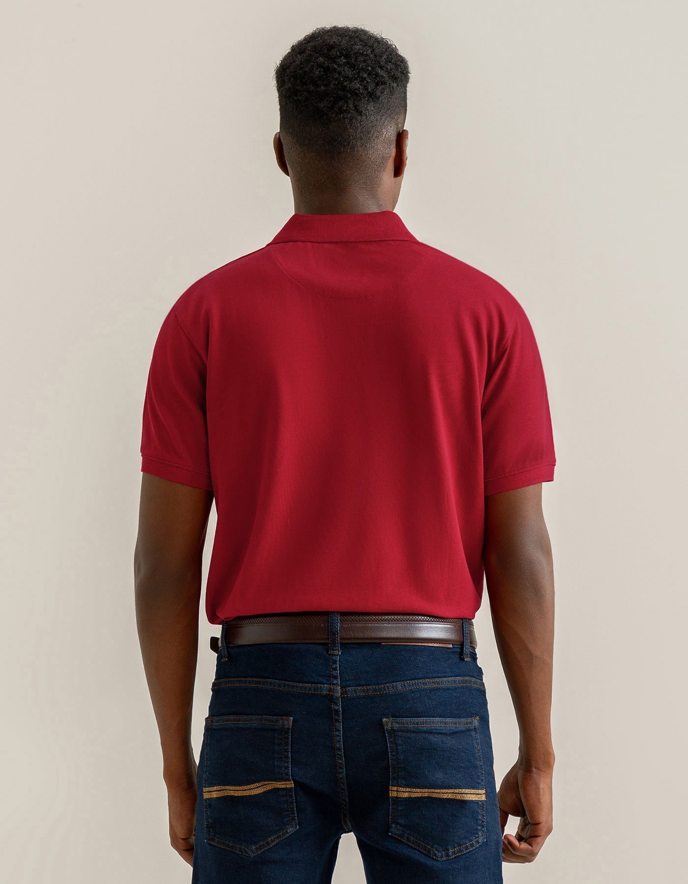 Pique Plain Polo - Red