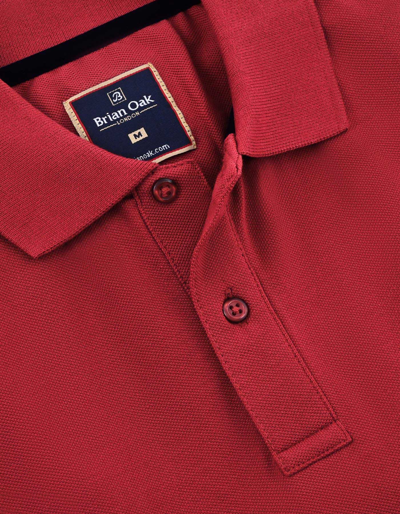 Pique Plain Polo - Red