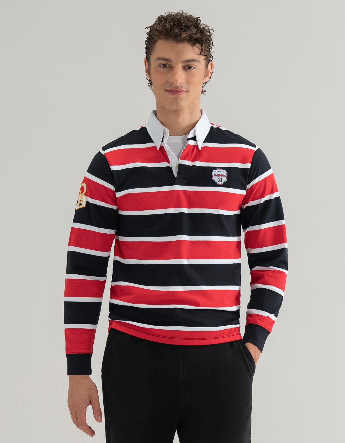 Black and Red Striped Rugby Shirt
