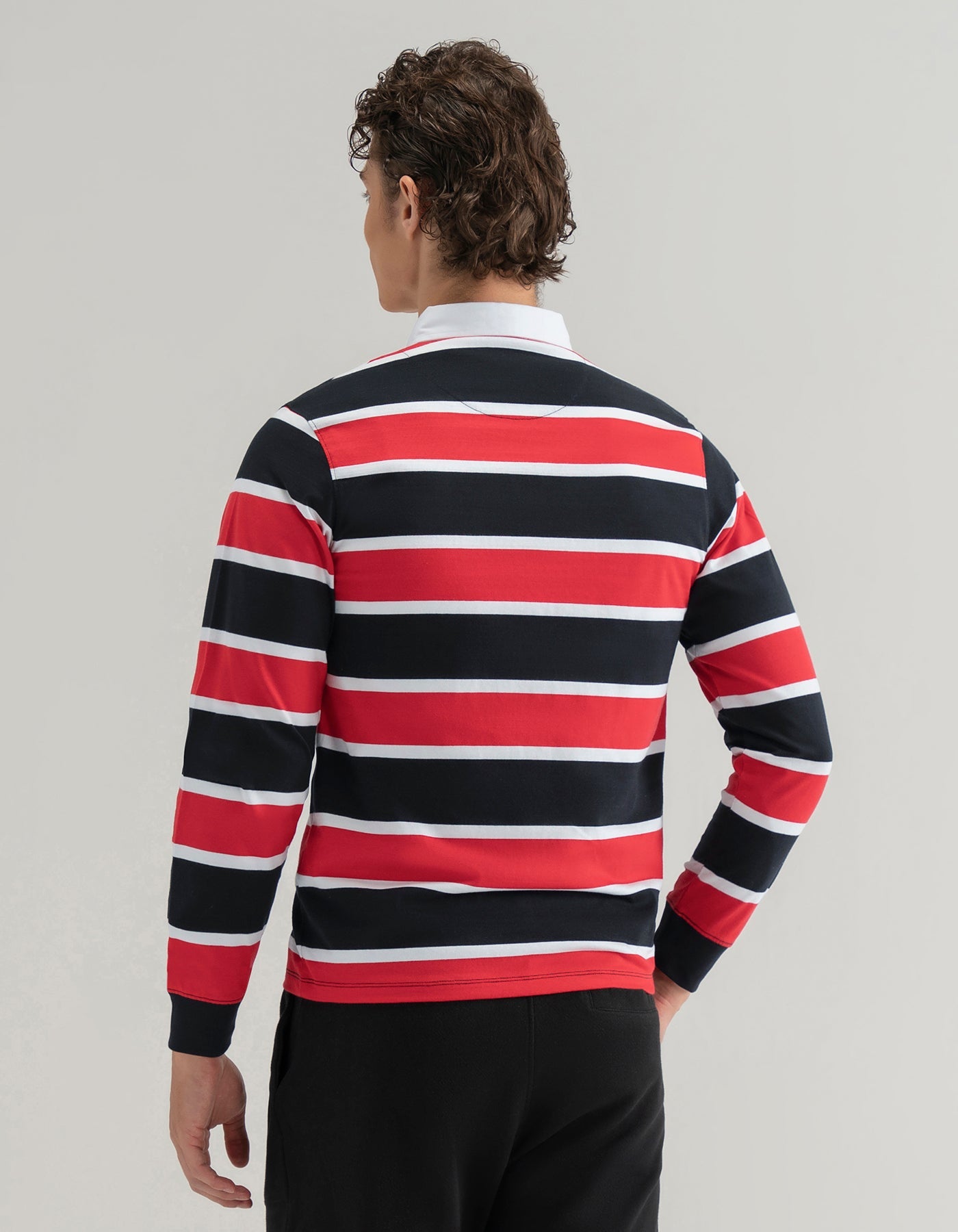 Black and Red Striped Rugby Shirt
