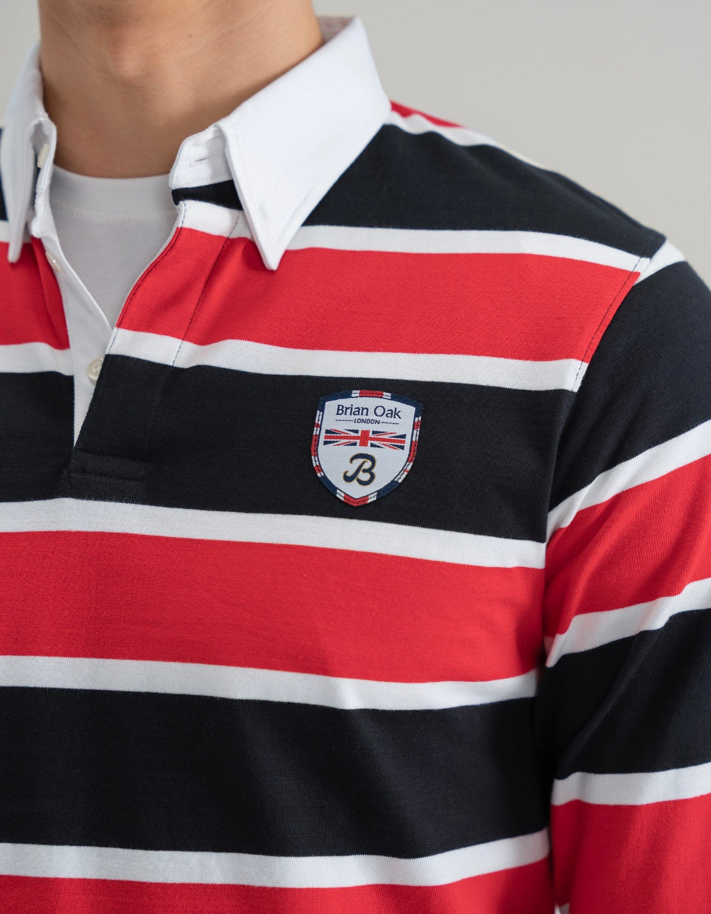 Black and Red Striped Rugby Shirt