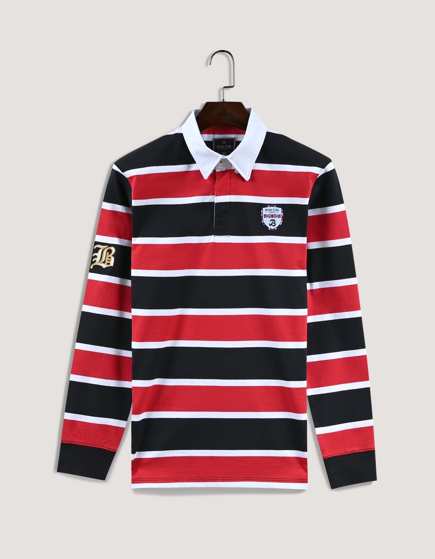 Black and Red Striped Rugby Shirt