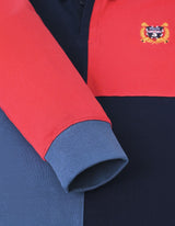Navy and Red Colour Block Rugby Shirt