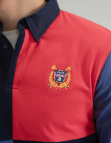Navy and Red Colour Block Rugby Shirt
