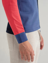 Navy and Red Colour Block Rugby Shirt
