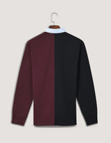 Black and Maroon Colour Block Rugby Shirt