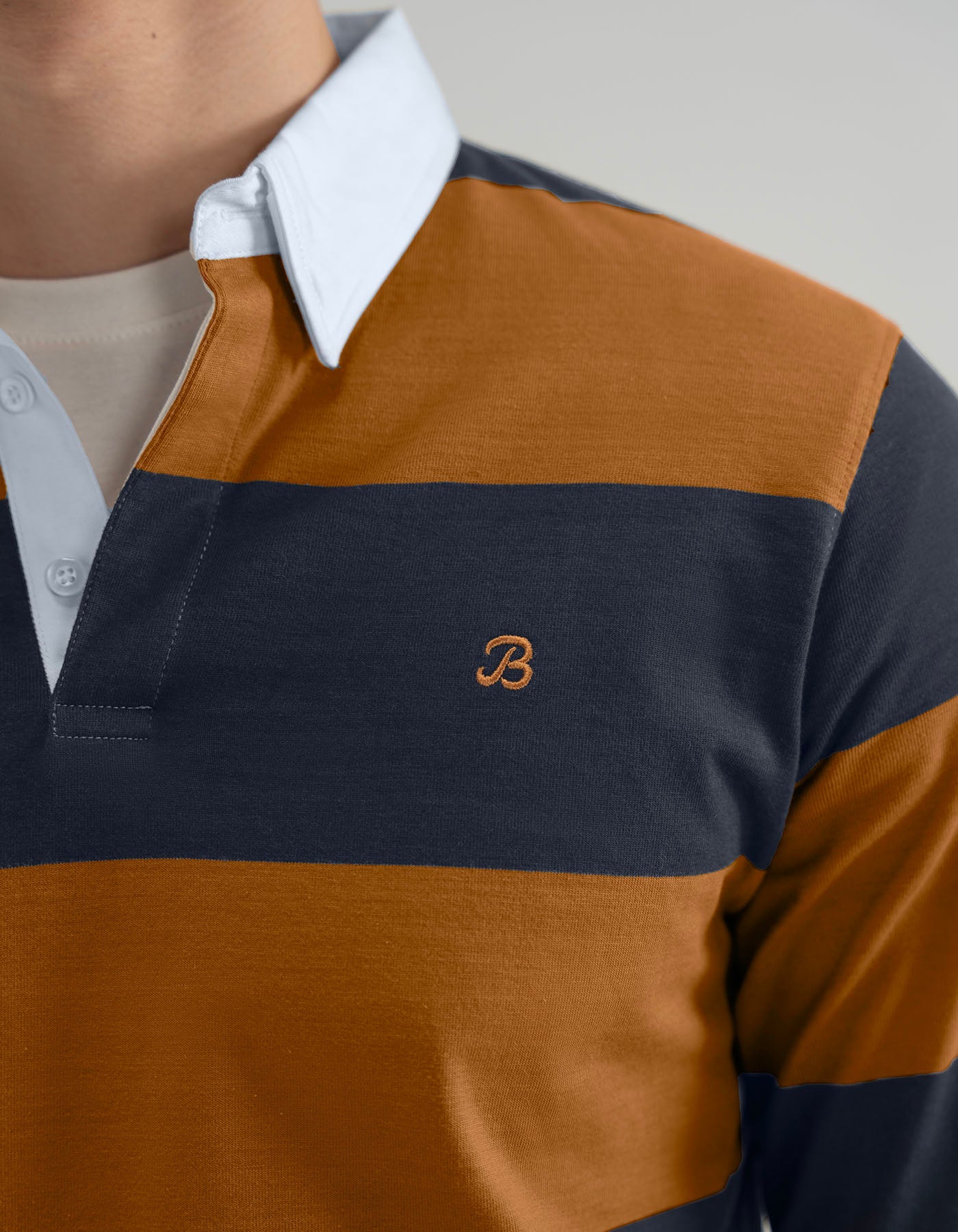 Mustard and Navy Striped Rugby Shirt