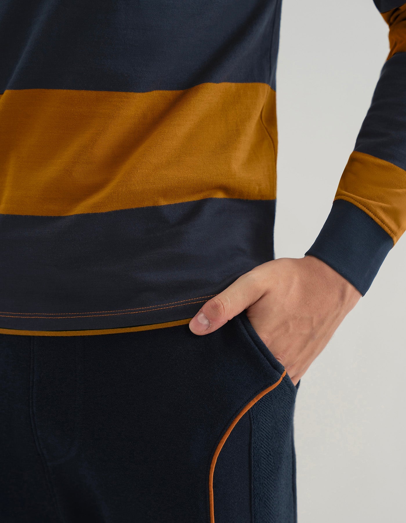 Mustard and Navy Striped Rugby Shirt