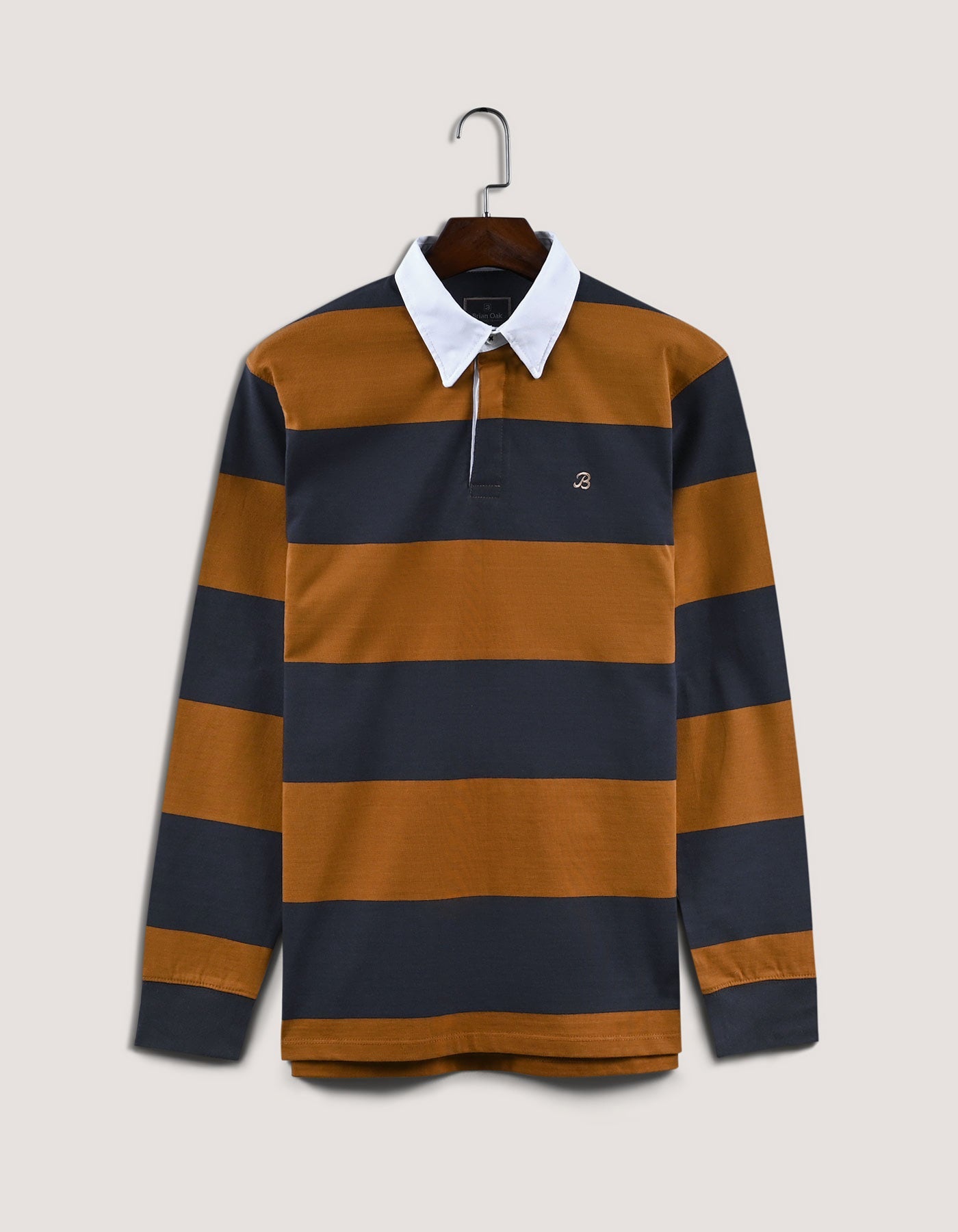 Mustard and Navy Striped Rugby Shirt