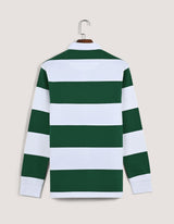 White and Green Striped Rugby Shirt