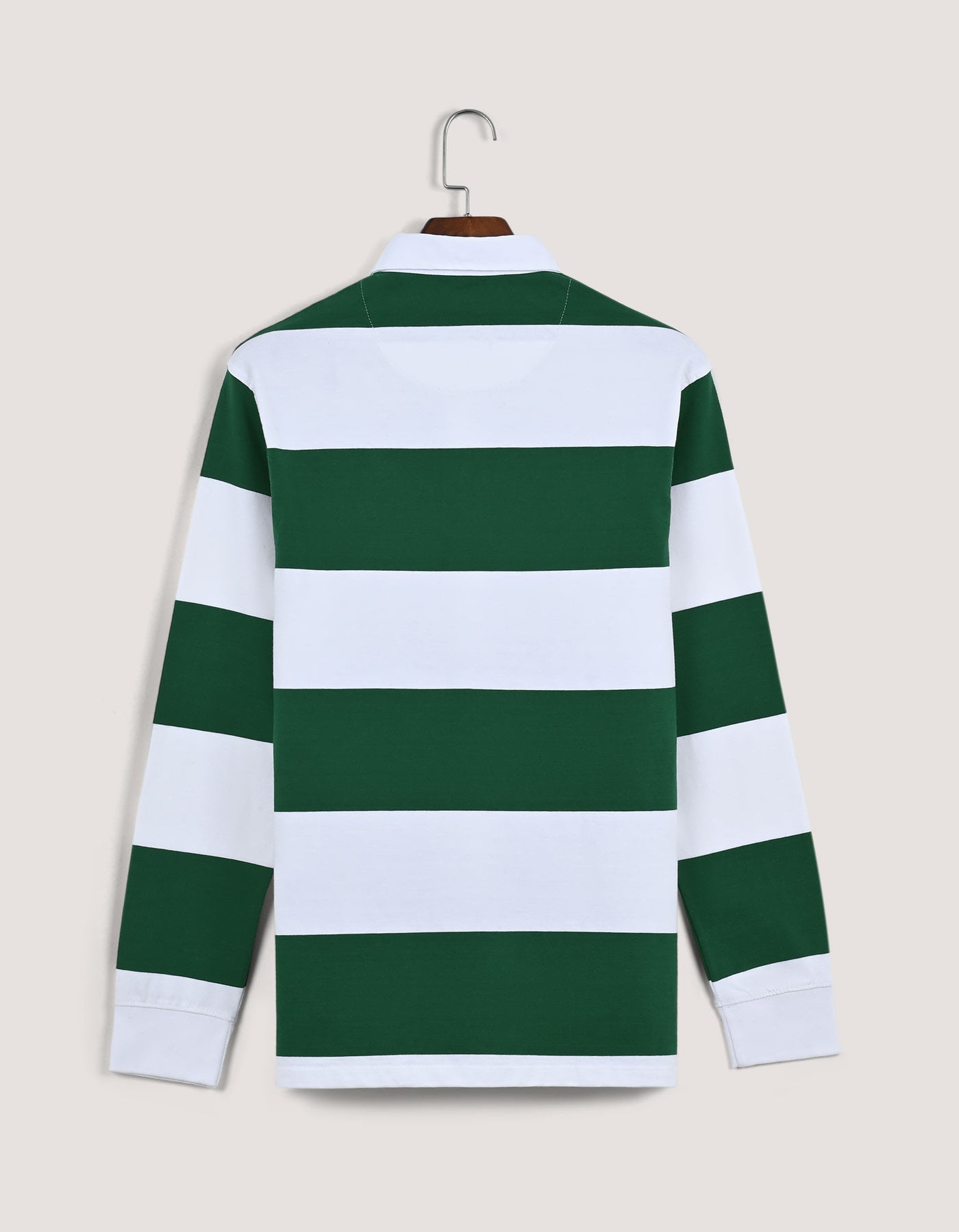 White and Green Striped Rugby Shirt