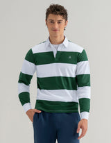 White and Green Striped Rugby Shirt