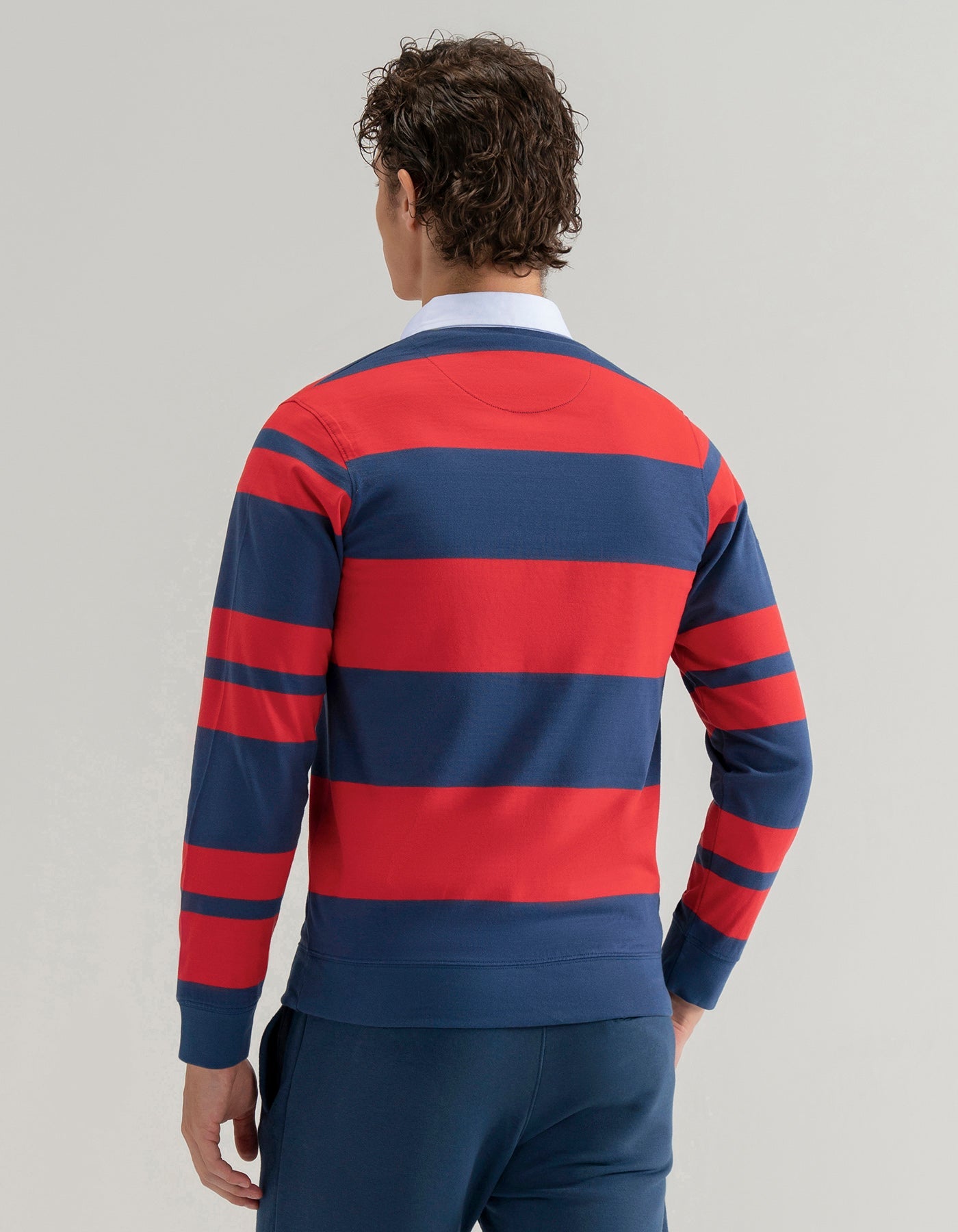 Blue and Red Striped Rugby Shirt