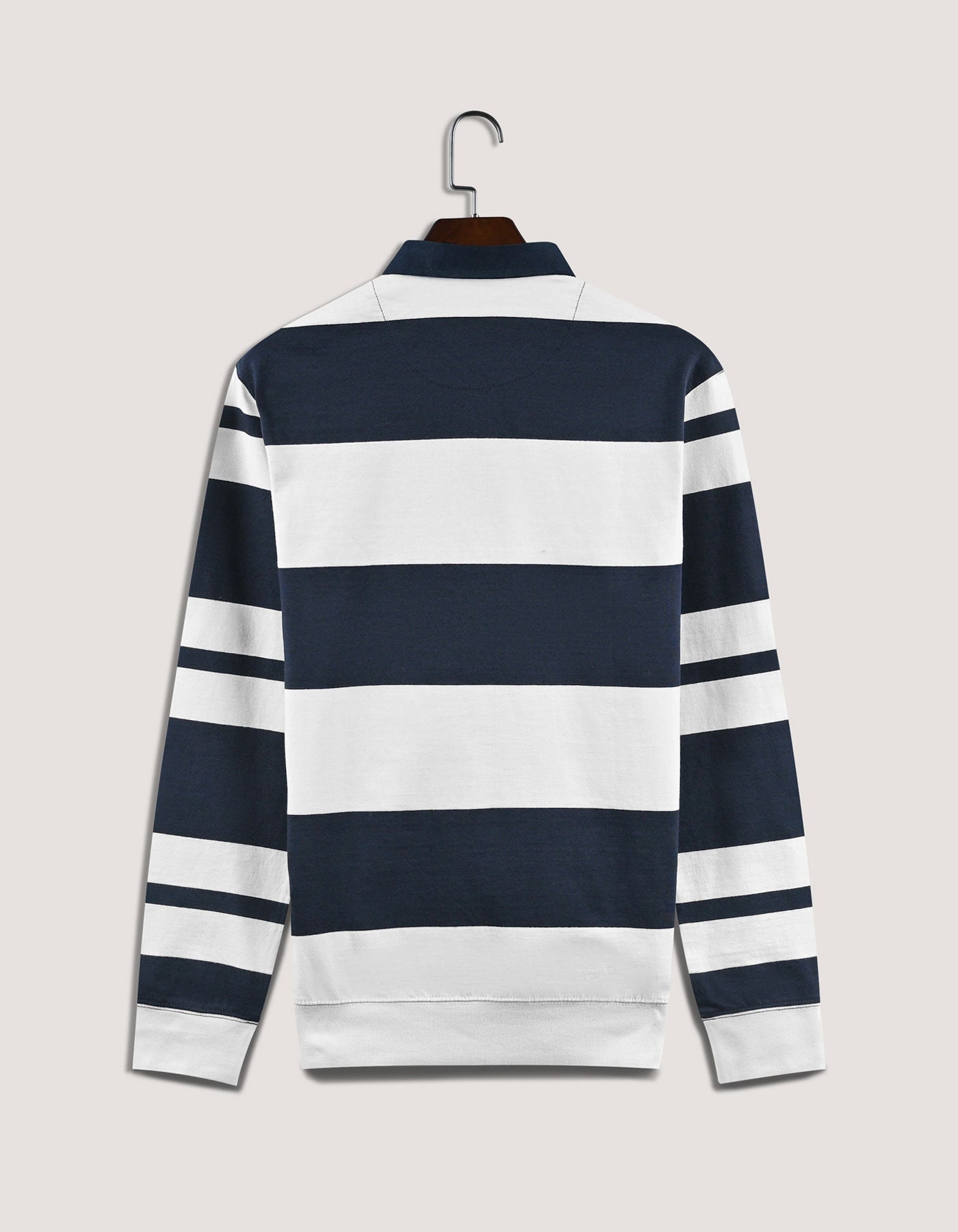 Navy and White Striped Rugby Shirt