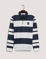 Navy and White Striped Rugby Shirt