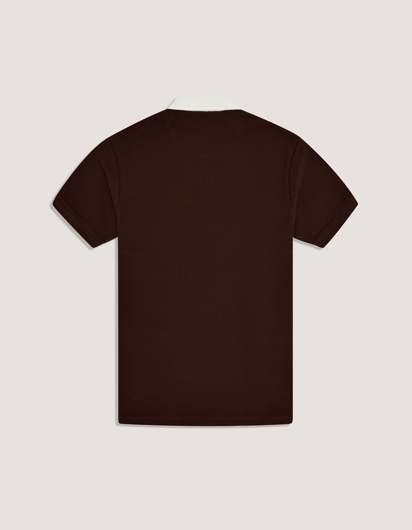 Brown Textured Half Zip Polo Shirt
