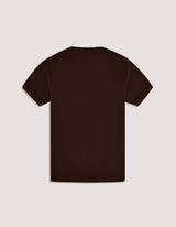 Brown Textured Half Zip Polo Shirt