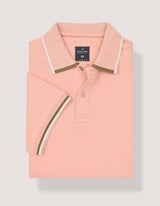 Pink Textured Designer Polo Shirt