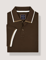 Brown Textured Designer Polo Shirt
