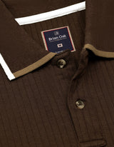 Brown Textured Designer Polo Shirt