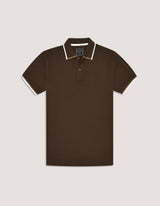 Brown Textured Designer Polo Shirt