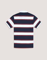 Navy and White Striped Polo Shirt