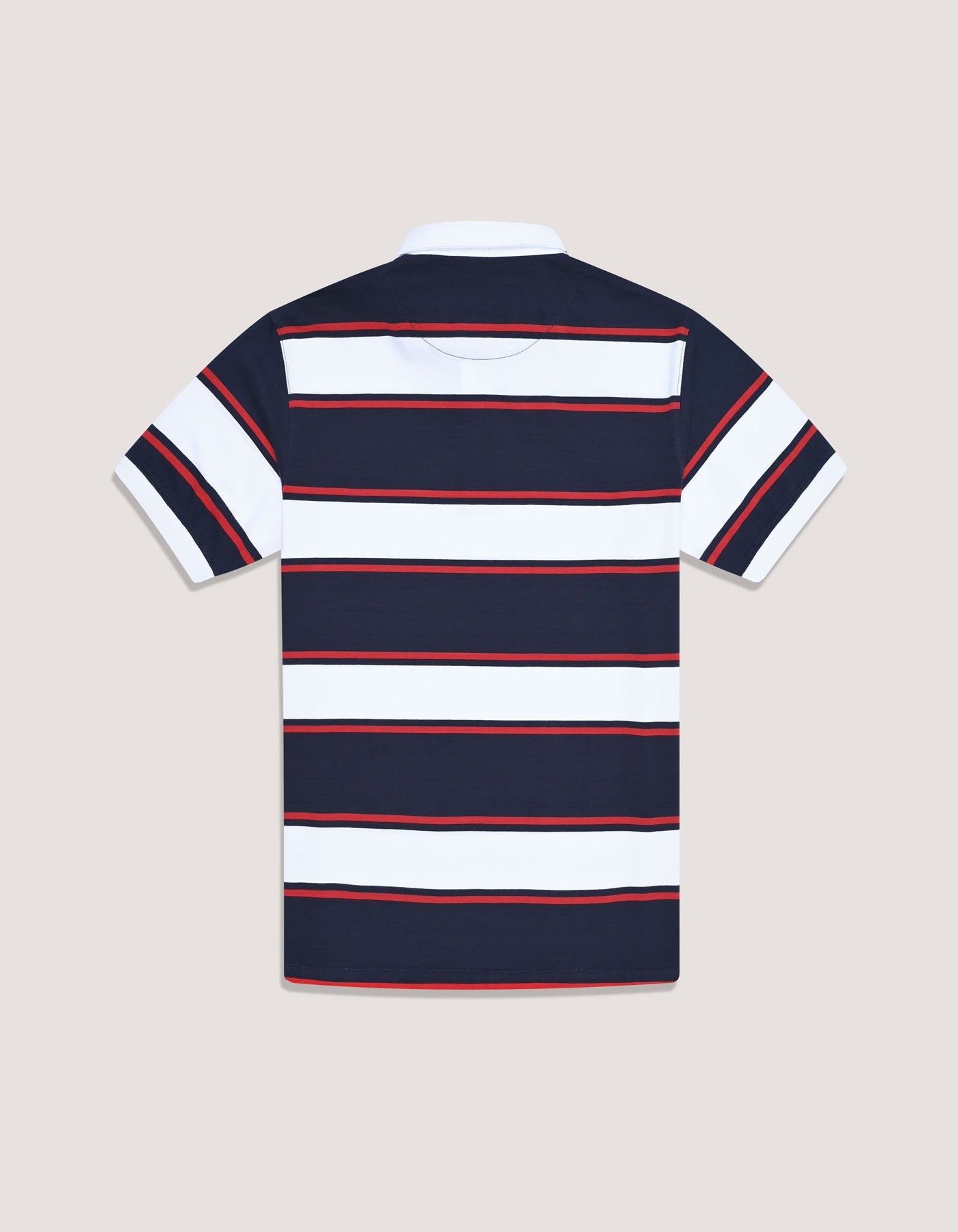 Navy and White Striped Polo Shirt