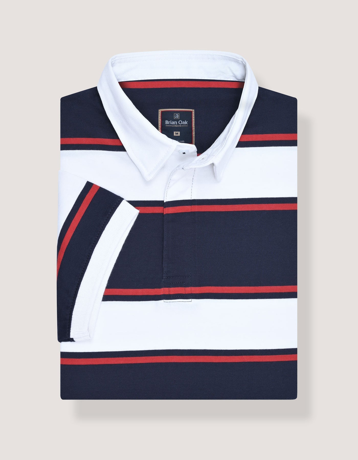 Navy and White Striped Polo Shirt