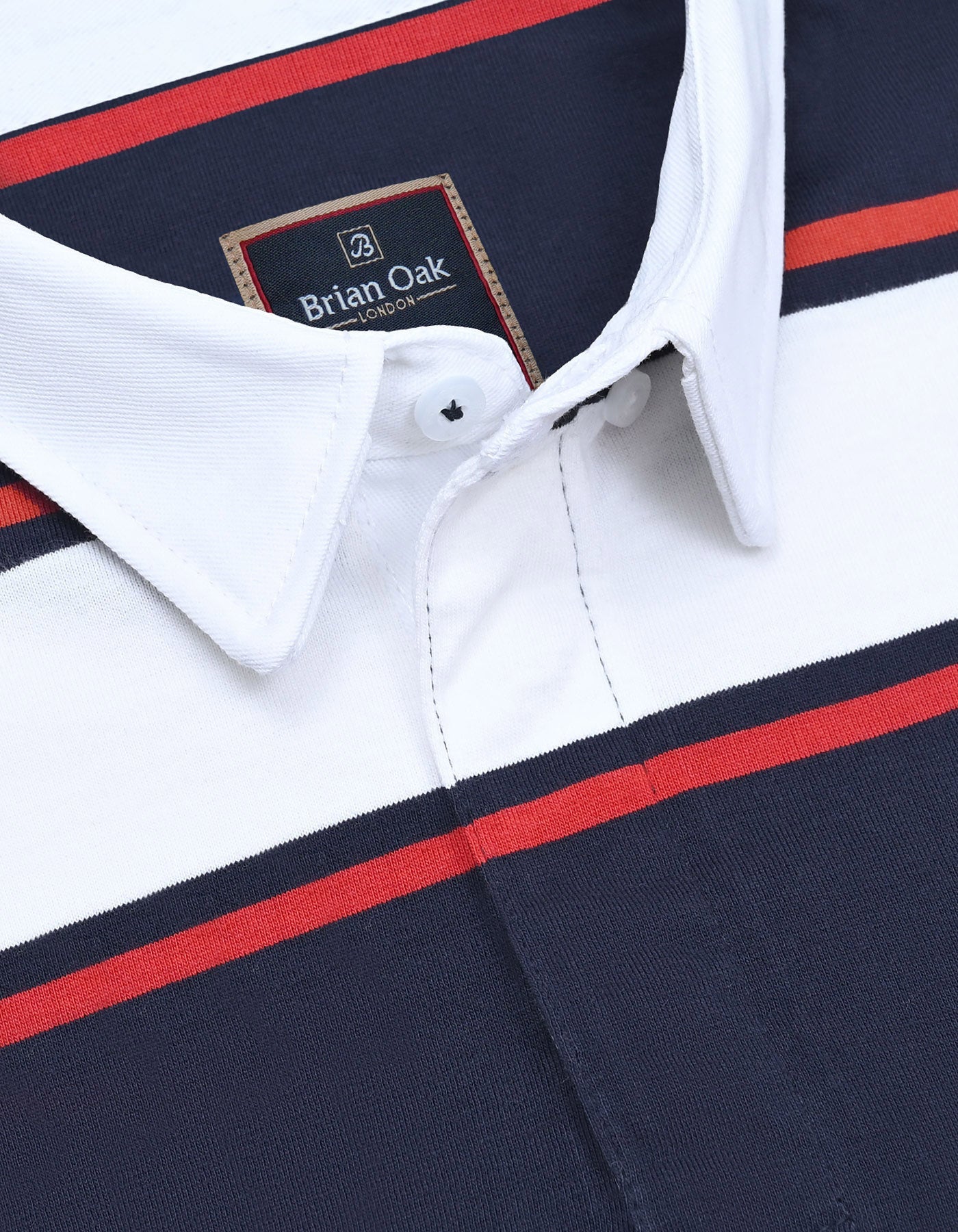 Navy and White Striped Polo Shirt