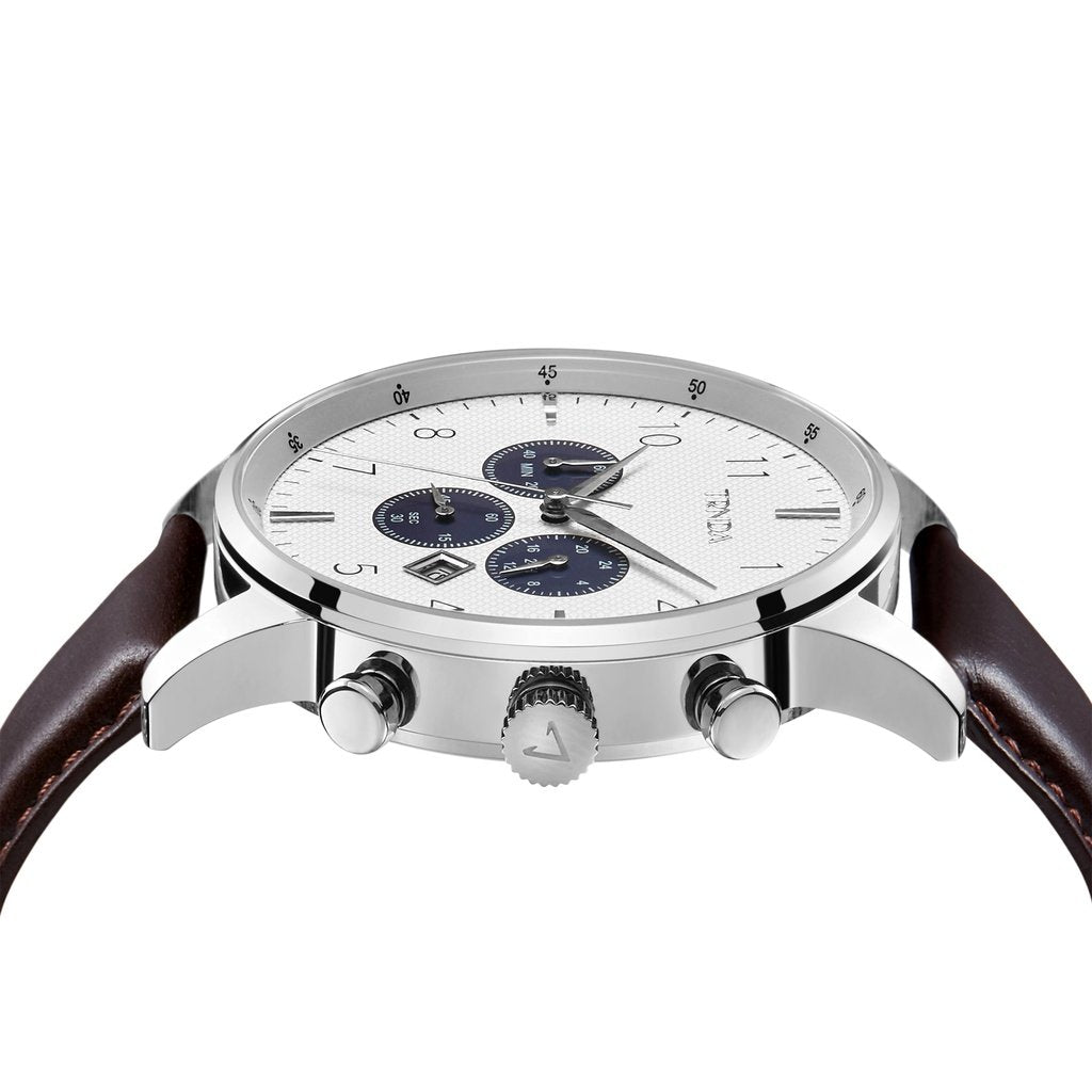 Trnda Men's Stainless Steel Watch, Brown Leather | Trn-W43sl