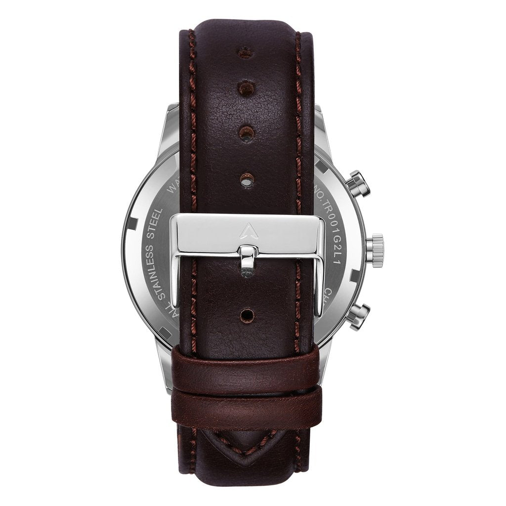 Trnda Men's Stainless Steel Watch, Brown Leather Band | Tm12345