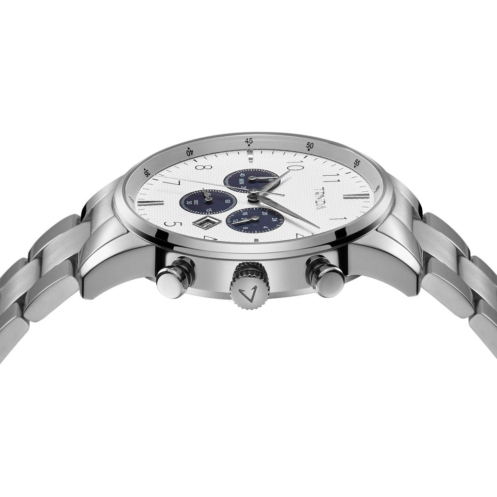 Trnda Men's Stainless Steel Watch, Silver Dial | Trn-Sw43mm