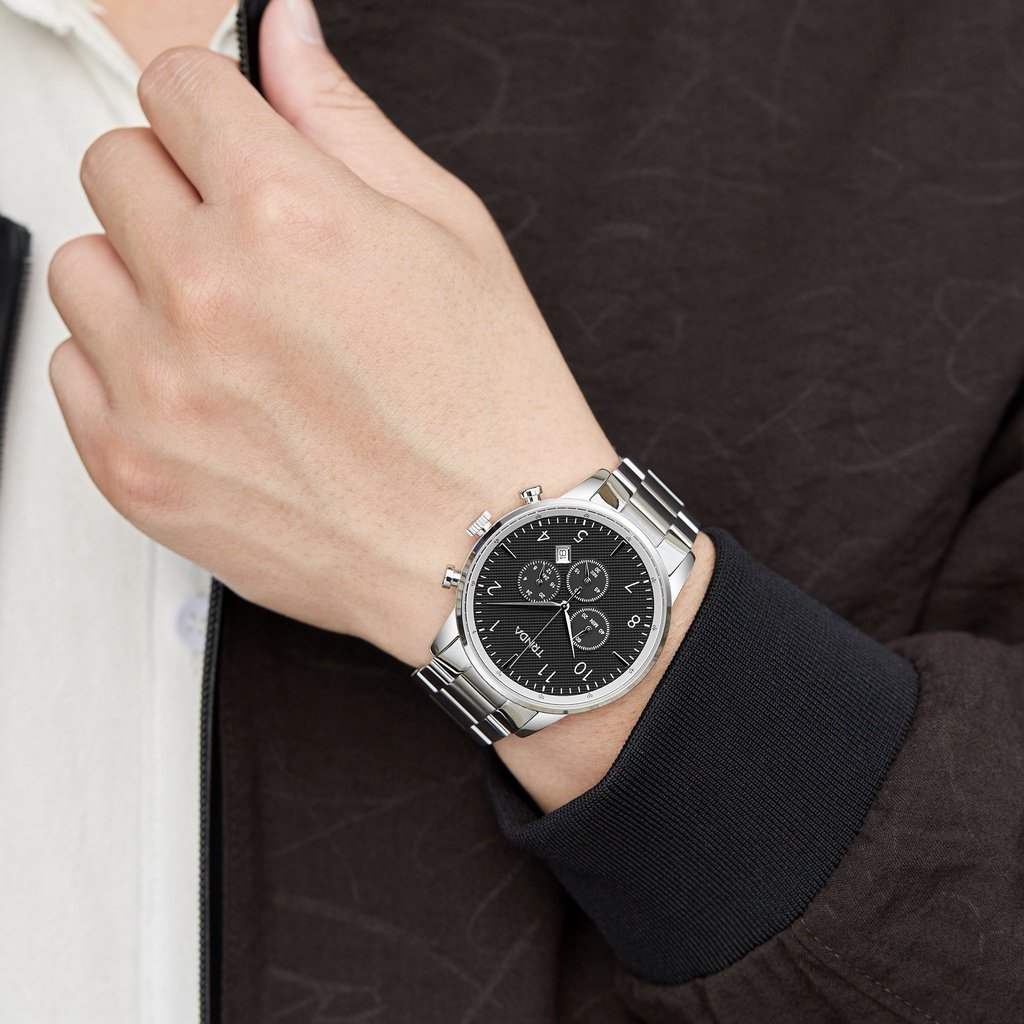 Trnda Men's Stainless Steel Watch, Charcoal Black Dial | Trnda43mm