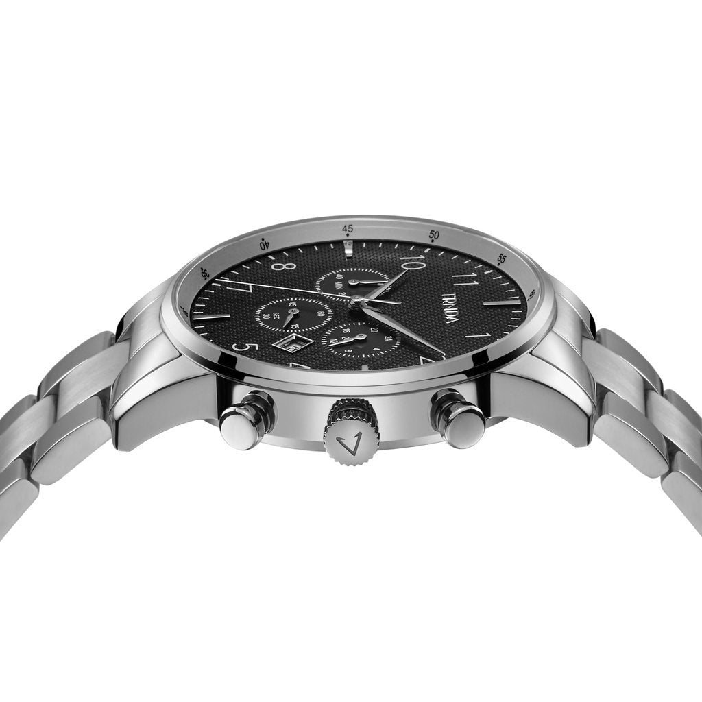 Trnda Men's Stainless Steel Watch, Charcoal Black Dial | Trnda43mm