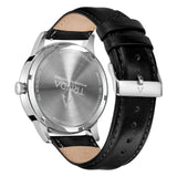 Trnda Men's Stainless Steel Watch, Black Leather Band | Trn-43sl