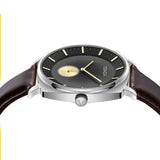 Trnda Men's Stainless Steel Watch, Brown Leather Band | Trn-Ss45-Br