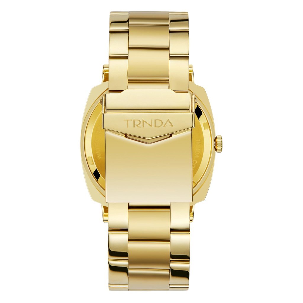 Trnda Men's Gold Stainless Steel Watch, Blue Dial | Tr45gdb