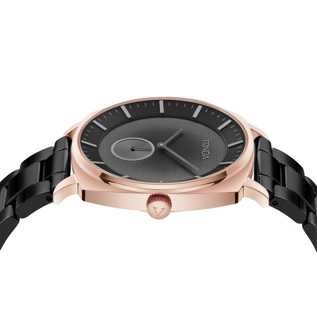 Trnda Men's Rose Gold Stainless Steel Watch, Grey Dial | Tr45rg