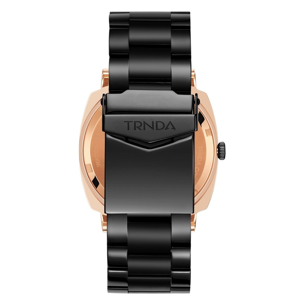Trnda Men's Rose Gold Stainless Steel Watch, Grey Dial | Tr45rg