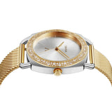 Trnda Women's Stainless Steel Gold Mesh Watch, Silver Dial | Trnda-35.8