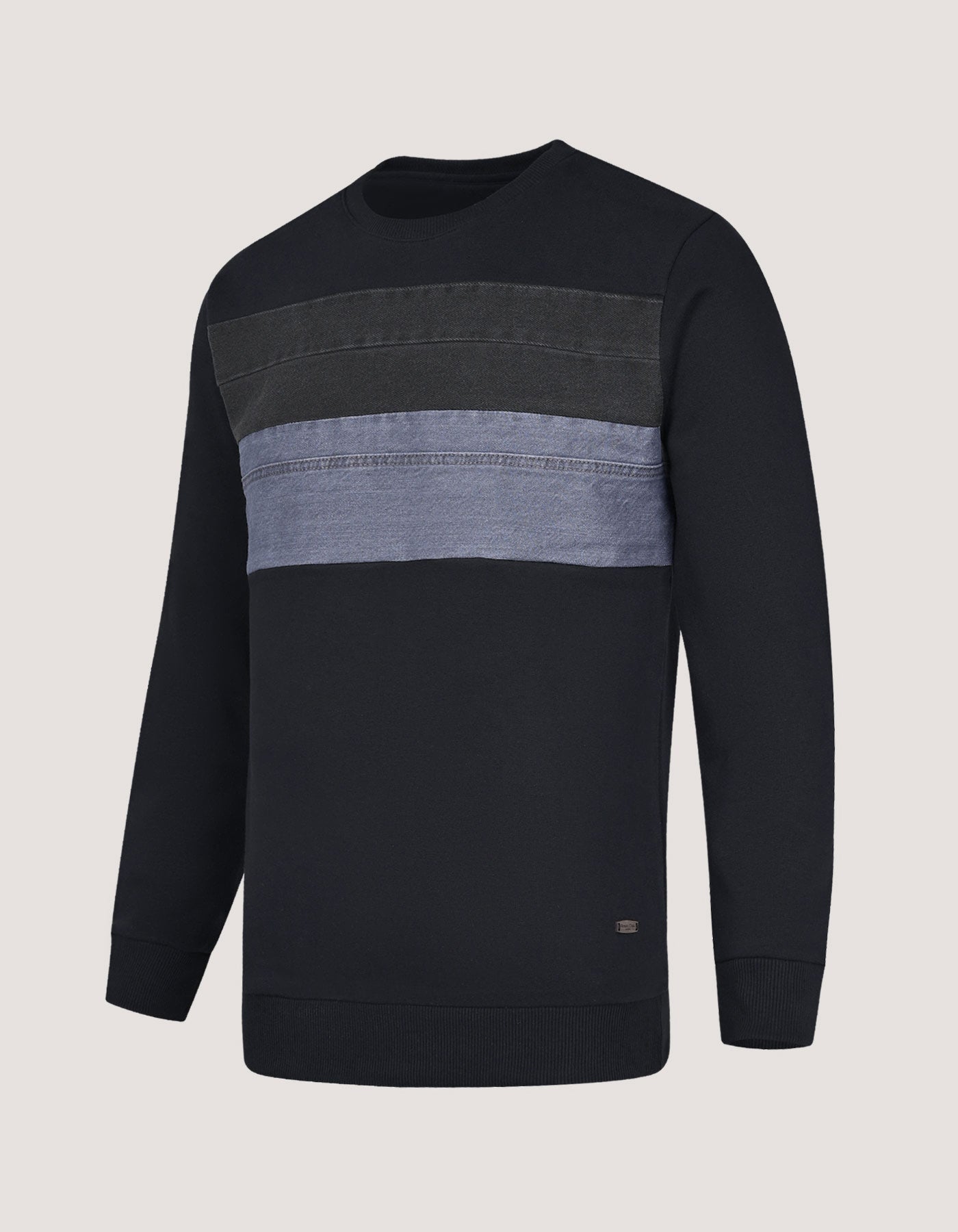 Modern Panelled Black Fleece Sweatshirt