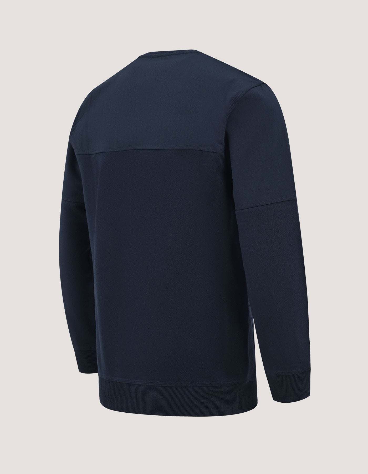 Navy Textured Crew Neck Jacquard Sweatshirt