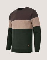 Textured Colour Block Sweatshirt – Brown
