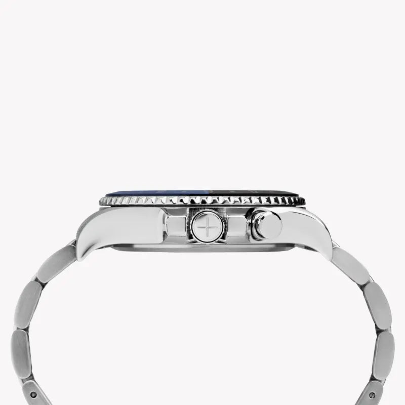 Timex Men's Silver Stainless Steel Watch, Black Dial | Tw2r43500