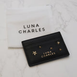 Tala Star Studded Card Holder - Black & Gold