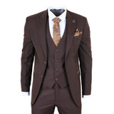 IM32 - Men's Plain Dark Brown 3 Piece Suit