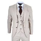 James - Men's 3 Piece Cream Tailored Fit Suit