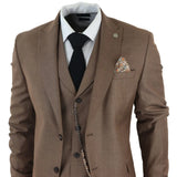 James - Men's 3 Piece Plain Brown Suit